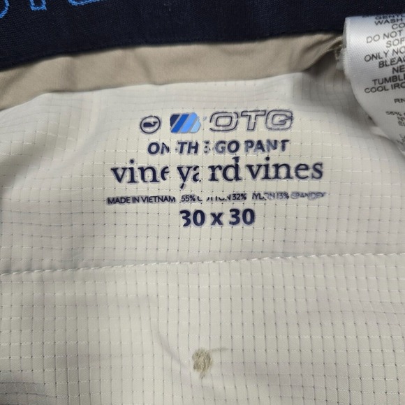 Vineyard Vines On The Go Pants Men 30x30 OTG Beige Slim Straight Outdoors Office - Picture 6 of 14